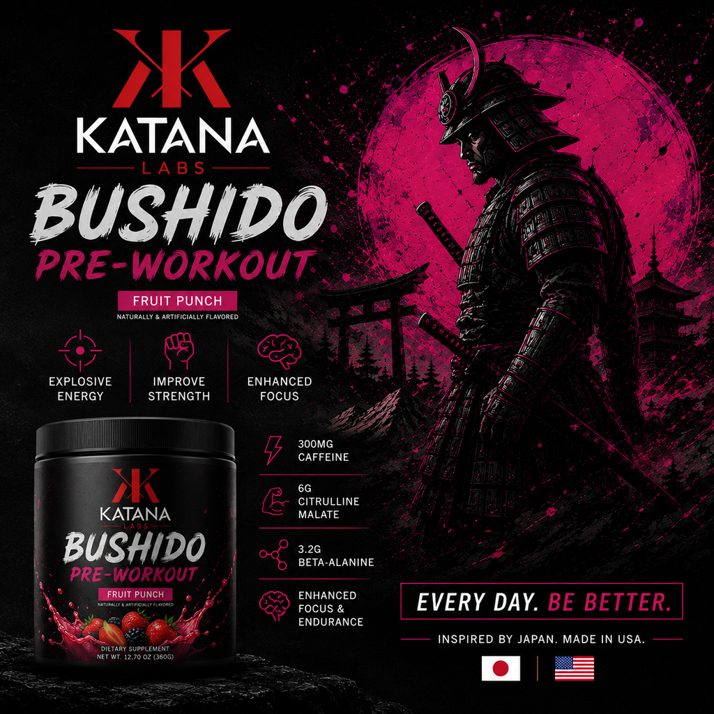 BUSHIDO™ Pre-Workout | Fruit Punch | Energy • Focus • Performance | 204g (30 Servings)