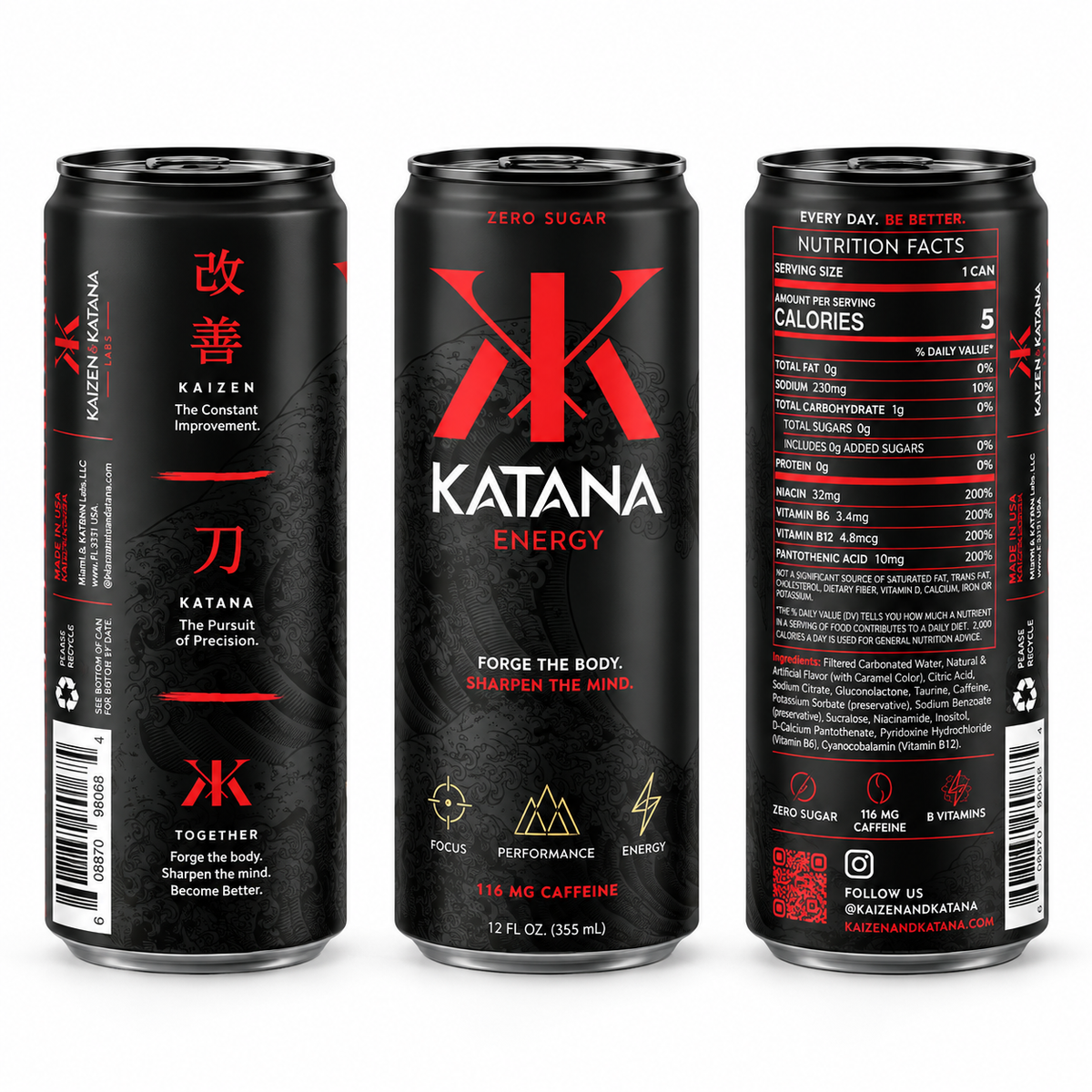 KATANA Energy™ Zero Sugar Performance Energy Drink – 4 Pack