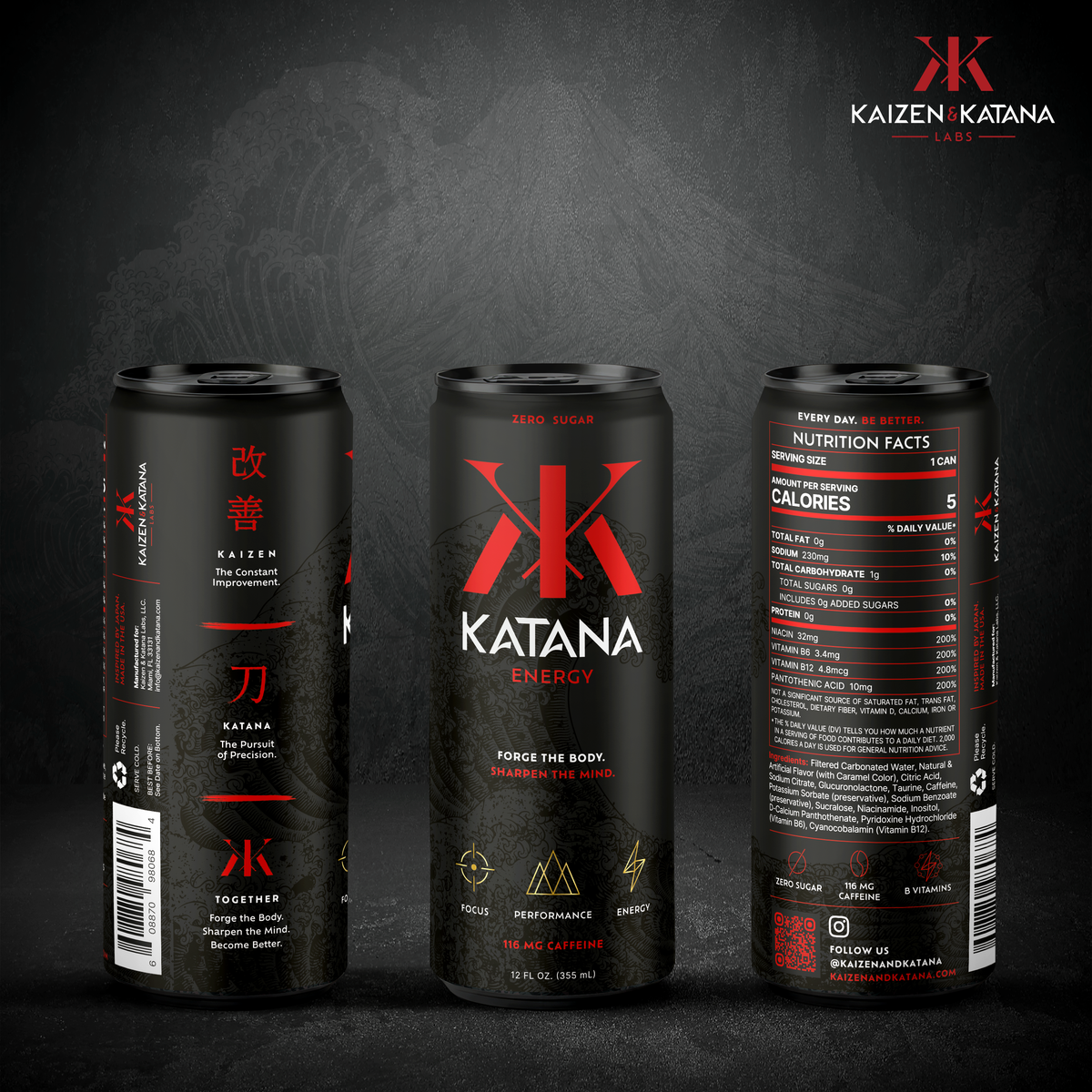 KATANA Energy™ Zero Sugar Performance Energy Drink – 4 Pack